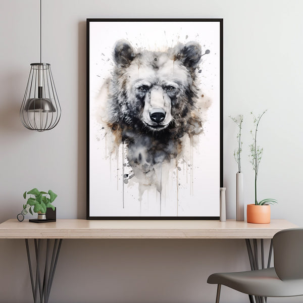 Bear Watercolour Poster - Majestic Large Animal Wall Art | Abstract Forest Animals Painting