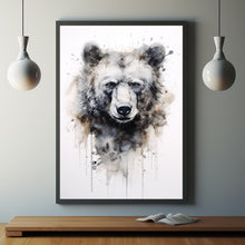 Bear Watercolour Poster - Majestic Large Animal Wall Art | Abstract Forest Animals Painting