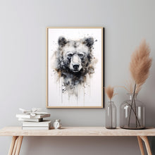 Bear Watercolour Poster - Majestic Large Animal Wall Art | Abstract Forest Animals Painting