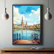 Amsterdam Skyline and Bicycle Poster - Perfect Travel Gift for Amsterdam Lovers