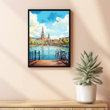 Amsterdam Skyline and Bicycle Poster - Perfect Travel Gift for Amsterdam Lovers