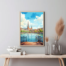 Amsterdam Skyline and Bicycle Poster - Perfect Travel Gift for Amsterdam Lovers