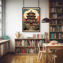 Asian Building with Japanese Elements Poster - Ukiyo-e Style Landscape & Seascape Wall Art