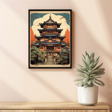 Asian Building with Japanese Elements Poster - Ukiyo-e Style Landscape & Seascape Wall Art