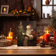 Christmas Wall Art, Santa Claus Reading Oil Painting Poster - Captivating Christmas Wall Art for Festive Ambiance