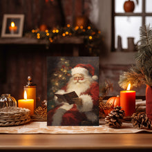 Santa Claus Reading Oil Painting Poster - Classic Christmas Wall Art for a Festive Atmosphere