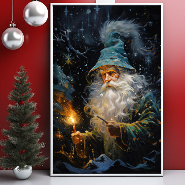 Santa Claus Fantasy Oil Painting Poster - Captivating Xmas Decor | Vintage Holiday Art Print | Ideal Christmas Gift