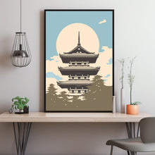 Yamagata Temple Minimalist Poster - Japanese Landscape & Seascape Wall Art | Ukiyo-e Style Print