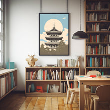 Yamagata Temple Minimalist Poster - Japanese Landscape & Seascape Wall Art | Ukiyo-e Style Print