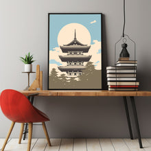 Yamagata Temple Minimalist Poster - Japanese Landscape & Seascape Wall Art | Ukiyo-e Style Print