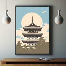 Yamagata Temple Minimalist Poster - Japanese Landscape & Seascape Wall Art | Ukiyo-e Style Print