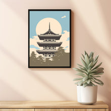 Yamagata Temple Minimalist Poster - Japanese Landscape & Seascape Wall Art | Ukiyo-e Style Print