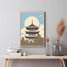 Yamagata Temple Minimalist Poster - Japanese Landscape & Seascape Wall Art | Ukiyo-e Style Print