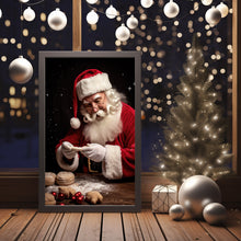 Santa Claus Making Pizza in the Kitchen Poster - Unique Christmas Decor | Festive Holiday Art