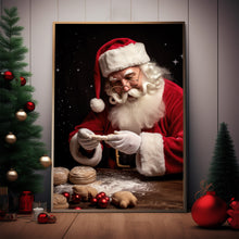 Santa Claus Making Pizza in the Kitchen Poster - Unique Christmas Decor | Festive Holiday Art