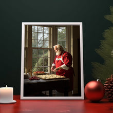 Santa Claus Making Pizza in the Kitchen Poster - Unique Christmas Decor | Festive Holiday Art