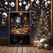 Santa Claus Making Pizza in the Kitchen Poster - Unique Christmas Decor | Festive Holiday Art