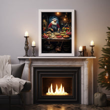 Santa Claus Making Pizza in the Kitchen Poster - Unique Christmas Decor | Festive Holiday Art