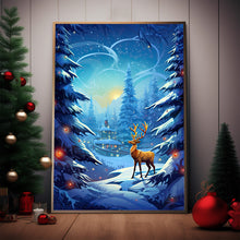 Reindeer in Magical Forest Poster - Fantasy Forest Art Print for Enchanting Decor