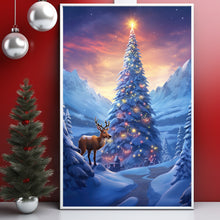 Reindeer in Magical Forest Poster - Enchanted Christmas Tree Fantasy Art Print