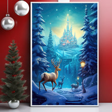 Reindeer in Magical Forest Poster - Fantasy Forest Art Print for Enchanting Decor