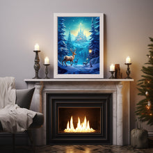 Reindeer in Magical Forest Poster - Fantasy Forest Art Print for Enchanting Decor