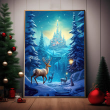 Reindeer in Magical Forest Poster - Fantasy Forest Art Print for Enchanting Decor