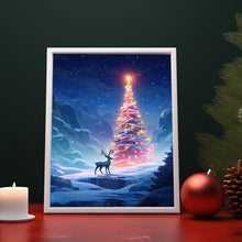 Reindeer in Magical Forest Poster - Enchanted Christmas Tree Fantasy Art Print