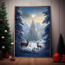 Enchanting North Pole Scene - Tall Magical Christmas Poster | Beautiful Winter Wonderland Art Print