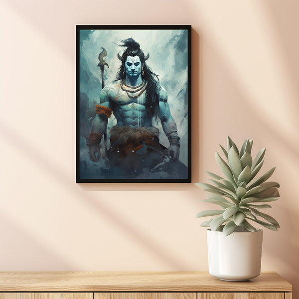 Shiva Wall Art - Elegant Hindu God Illustration, Captivating Shiva Art Print, Spiritual Hindu Artwork, Divine Shiva Poster for Home Decor