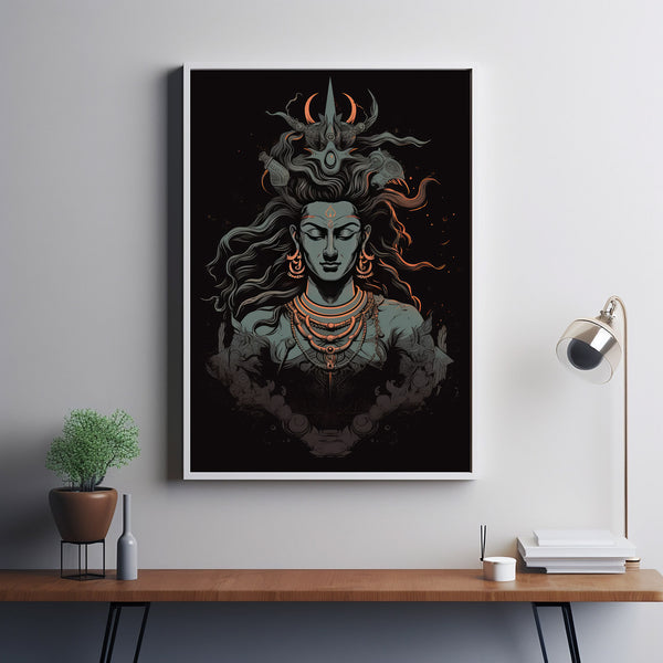 Colorful Lord Shiva Poster - Vibrant Shiva Wall Art, Elegant Hindu Deity Illustration, Spiritual Art Print, Divine Hindu God Artwork for Home Decor