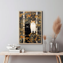 Cats on a Fence Painting Poster - Whimsical Cats and Tree Wall Art | Perfect for Cat Enthusiasts