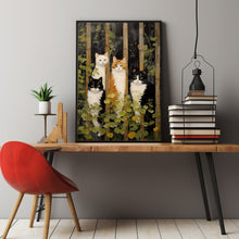 Cats on a Fence Painting Poster - Charming Oil Painting Artwork | Perfect for Cat Lovers