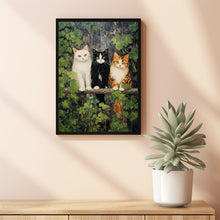 Cats on a Fence Painting Poster - Charming Oil Painting Artwork | Perfect for Cat Lovers