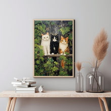 Cats on a Fence Painting Poster - Charming Oil Painting Artwork | Perfect for Cat Lovers