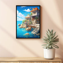 House by the Sea Poster - Tranquil Anime-Inspired Seaside Wall Art