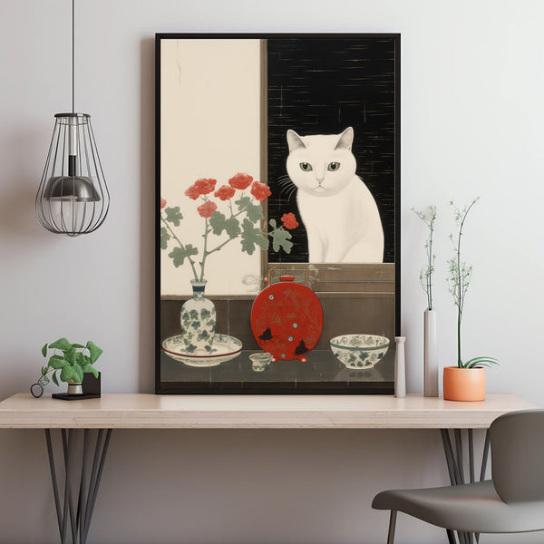 Cat Edo-Style Ukiyo-e Poster - Perfect Japanese Style Wall Art for Cat Lovers