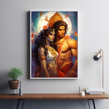 Shiva Shakti Painting Poster - Divine Union Hindu God Art, Goddess Print, Spiritual Shiva and Shakti Wall Art for Home Decor