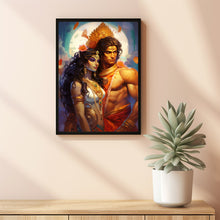 Shiva Shakti Painting Poster - Divine Union Hindu God Art, Goddess Print, Spiritual Shiva and Shakti Wall Art for Home Decor