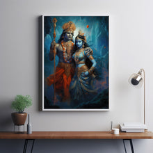 Shiva Shakti Painting Poster - Divine Union Hindu God Art, Goddess Print, Spiritual Shiva and Shakti Wall Art for Home Decor