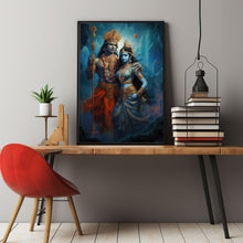 Shiva Shakti Painting Poster - Divine Union Hindu God Art, Goddess Print, Spiritual Shiva and Shakti Wall Art for Home Decor