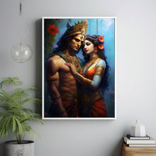 Shiva Shakti Painting Poster - Divine Union Hindu God Art, Goddess Print, Spiritual Shiva and Shakti Wall Art for Home Decor