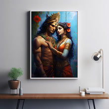 Shiva Shakti Painting Poster - Divine Union Hindu God Art, Goddess Print, Spiritual Shiva and Shakti Wall Art for Home Decor