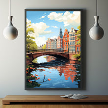 1940s Amsterdam Travel Poster - Flat Vector Art Illustration | Vintage Amsterdam Wall Art