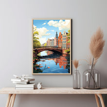 1940s Amsterdam Travel Poster - Flat Vector Art Illustration | Vintage Amsterdam Wall Art