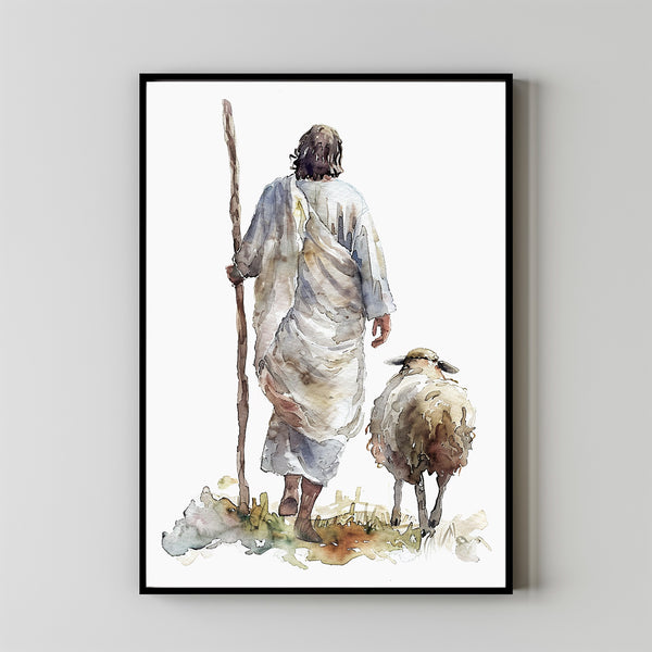 A Starry Walk, Modern Christian Art, Leave the 99 Art, Jesus and Lamb, Jesus Portrait Art, LDS Art, Poster Bible Art, Christian Poster 1