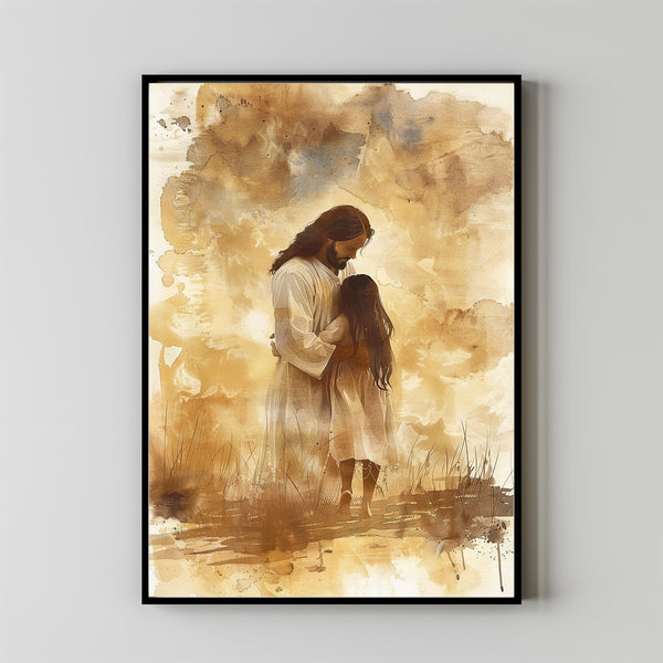 Healing Embrace, Jesus Hugging Girl, Jesus and Woman Art, Christian Painting, Modern Christian Art, Bible Verse Wall Art, Jesus Painting 1