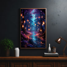 Spiritual Forest Wall Art Print - Enchanted Lanterns Glow & Whispering Trees by the River - Mystical Fantasy Landscape Painting - Serene Living Room Ambiance - Perfect Gift for Dreamers