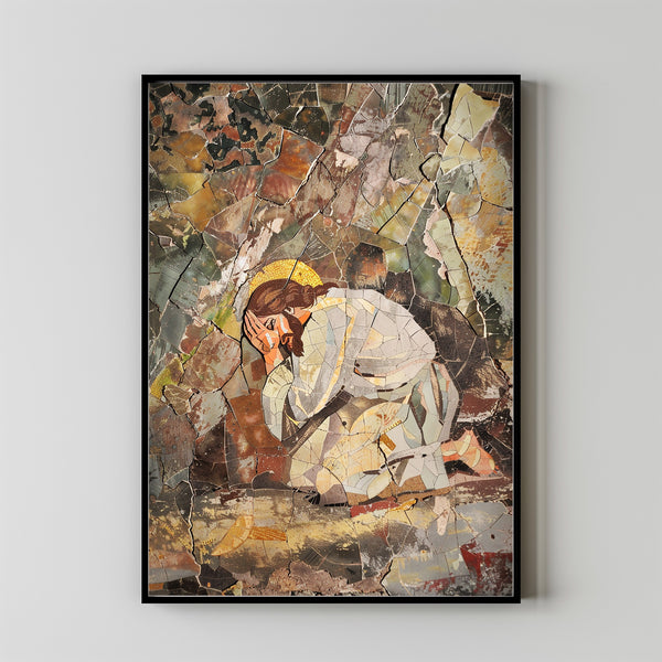 Jesus Christ Praying Holy Painting Poster God Peace Print Wall Art Gift Trendy Living Room Home Decor Framed Canvas Christian Nursery Decor 1