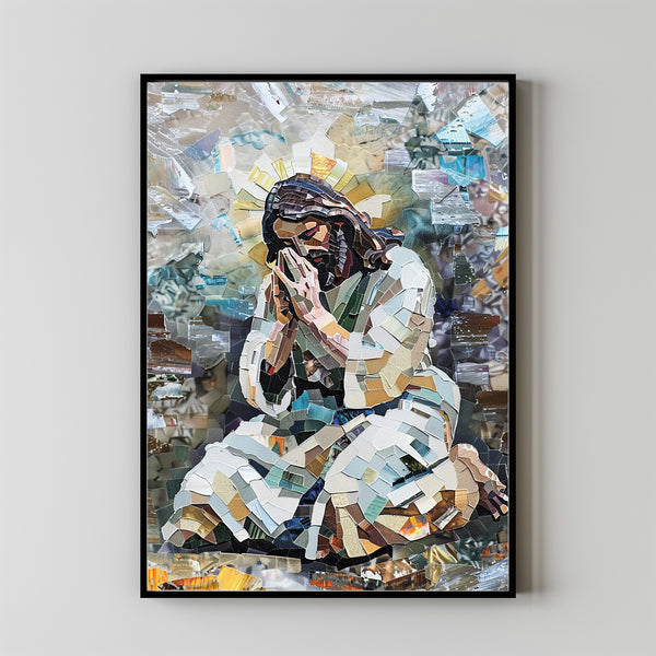 Jesus Christ Praying Holy Painting Poster God Peace Print Wall Art Gift Trendy Living Room Home Decor Framed Canvas Christian Nursery Decor